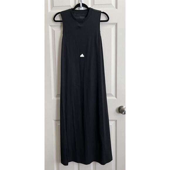 ADIDAS Black New Ribbed Sleeveless Athletic Midi Dress - Picture 3 of 12